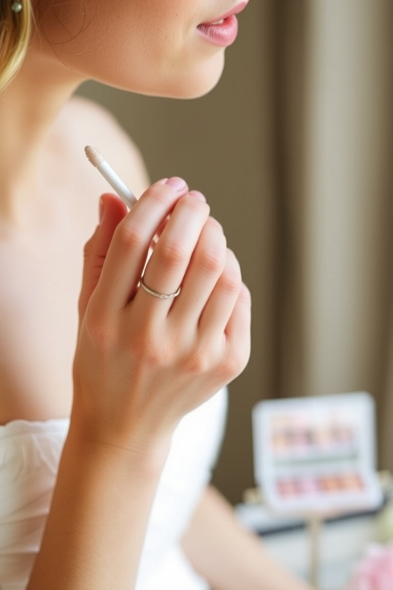 Bridal emergency beauty kit with lip gloss and touch‑up items
