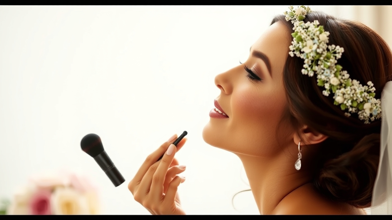 simple bridal look blush application