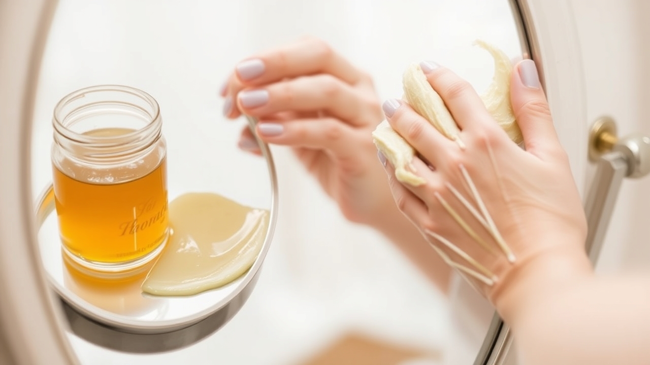 Bride applying a dewy bride skin mask