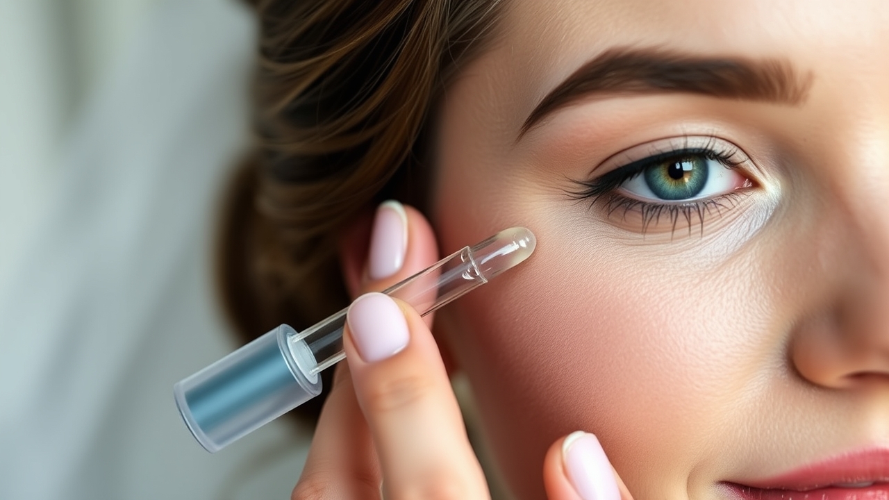 Even skin tone bride applying serum to cheeks
